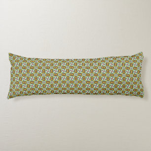Coussins Longs Vintage jaune Bleu Brown Barcelone Motif
