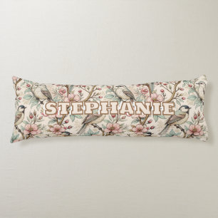 Coussins Longs Vintage Sakura Cerry Blossom & Bird Aesthétiquemen