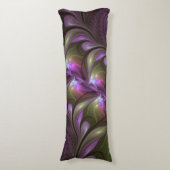Coussins Longs Violet Abstrait violet violet kaki fractal (Devant (Vertical))