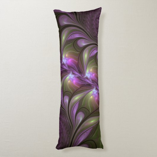 Coussins Longs Violet Abstrait violet violet kaki fractal (Dos (Vertical))