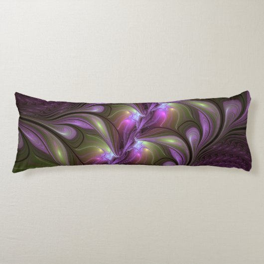 Coussins Longs Violet Abstrait violet violet kaki fractal (Devant)