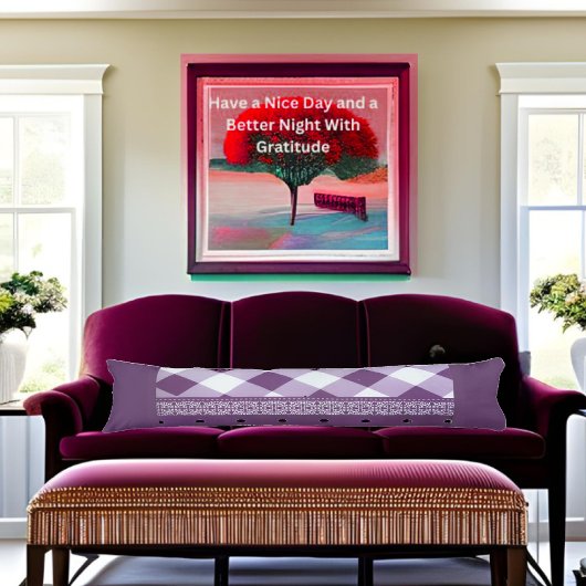 Coussins Longs Violet blanc À damiers Polka Dot Floral Damask Art