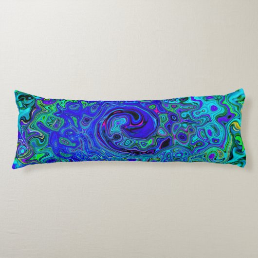 Coussins Longs Violet Bleu Abstrait Rétro Tourbillon Liquide Trip (Devant)