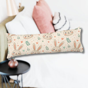 Coussins Longs Visages de Lapin Miniature Vintage avec Motif de R
