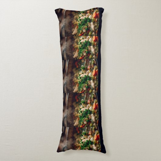 Coussins Longs Warm Chicken Soup Steam Art – Rustic Home Cooking  (Devant (Vertical))