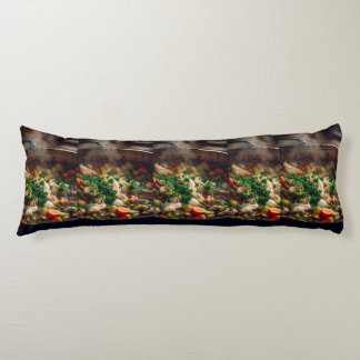 Coussins Longs Warm Chicken Soup Steam Art – Rustic Home Cooking 