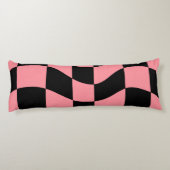 Coussins Longs Warped Checkerboard Throw Pillow Trippy Pink Retro (Dos)