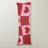 Coussins Longs Warped Crimson Pink Checkerboard Pillow (Devant (Vertical))