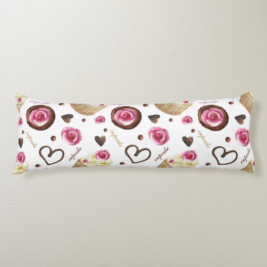 Coussins Longs Watercolor cupcakes (Devant)