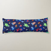 Coussins Longs Watercolor Dinosaur Astronauts In Space Blue (Dos)