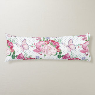 Coussins Longs watercolor peony,watercolor butterfly