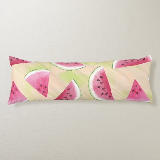 Coussins Longs Watercolor Watermelon Slices Peinture Brush Strots (Devant)