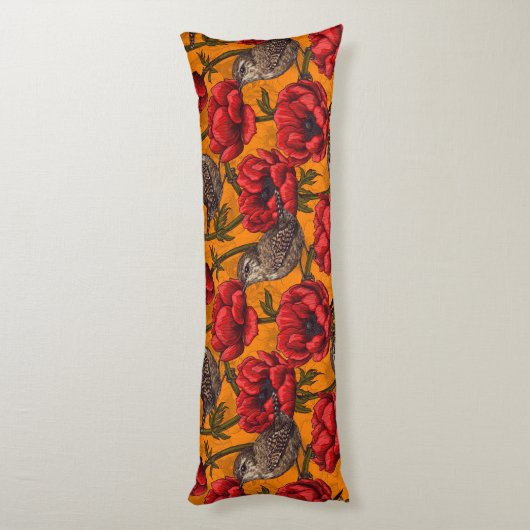 Coussins Longs Wens dans un jardin d'anémones rouges (Dos (Vertical))