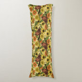 Coussins Longs Wens et fleurs sur jaune pâle (Devant (Vertical))