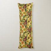 Coussins Longs Wens et fleurs sur jaune pâle (Dos (Vertical))