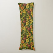 Coussins Longs Wens et fleurs sur vert (Devant (Vertical))