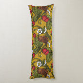 Coussins Longs Wens et fraises sur mustrard (Dos (Vertical))