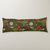 Coussins Longs Wens et fraises sur vert foncé (Dos)