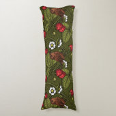 Coussins Longs Wens et fraises sur vert foncé (Devant (Vertical))