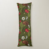 Coussins Longs Wens et fraises sur vert foncé (Dos (Vertical))