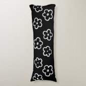 Coussins Longs Whimsical Black & White Floral Retro et joyeux (Devant (Vertical))