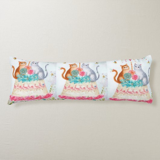 Coussins Longs Whimsical Cat Birthday Celebration (Devant)