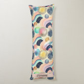 Coussins Longs Whimsical Pastel Rainbow Waves & Parties scintilla (Dos (Vertical))