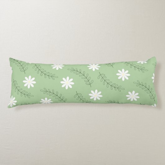 Coussins Longs Whimsical Sage Green Floral Retro, Gai (Devant)