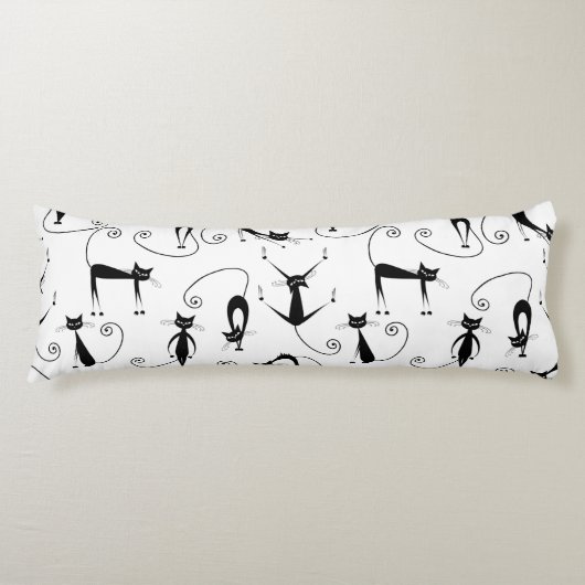 Coussins Longs Whimsical Skinny Motif de chat noir (Devant)