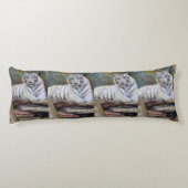 Coussins Longs White Tiger Mixed-Media Collage – Elegant Art Pill (Dos)