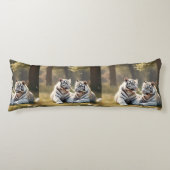 Coussins Longs White Tigers in Soft Forest Light – Elegant (Devant)