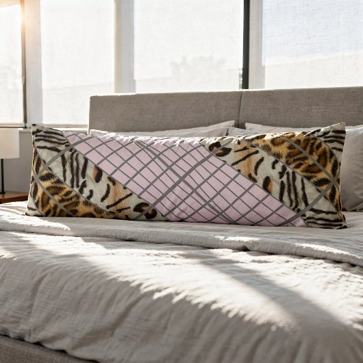 Coussins Longs Wildcat Matrix - Chat Bengal Léopard Rose Rose