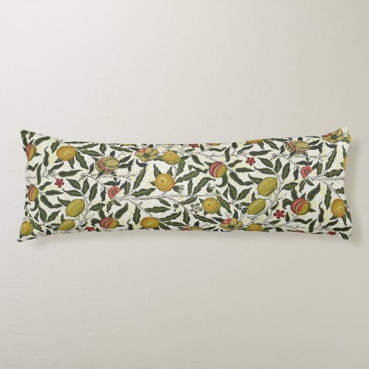 Coussins Longs William Morris Belles Fleurs de Fruits Rouge (Devant)
