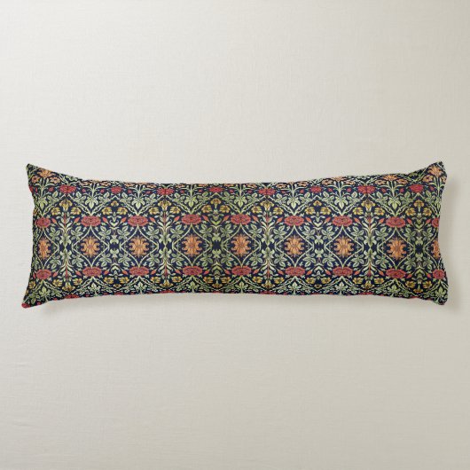 Coussins Longs William Morris Fleurs Feuillage Vert Jaune Rouge R (Devant)