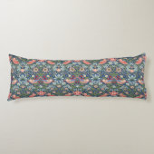 Coussins Longs William Morris Strawberry Thief Corail Marine (Devant)
