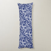Coussins Longs William Morris Thistle Damask Navy Blue on White (Dos (Vertical))