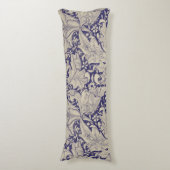 Coussins Longs William Morris Wallflower bleu damas floral (Devant (Vertical))