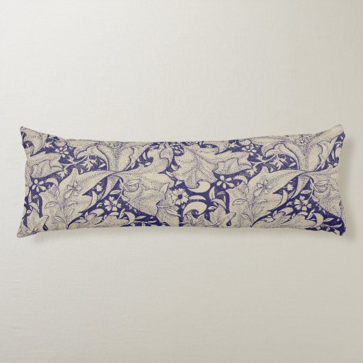 Coussins Longs William Morris Wallflower bleu damas floral (Devant)