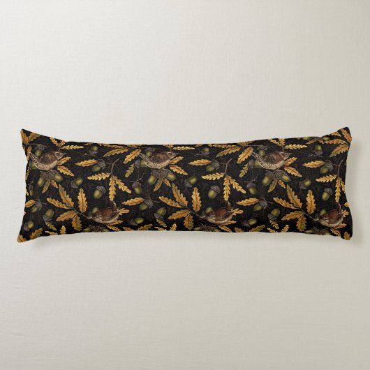 Coussins Longs Wrens et cors sur noir (Devant)