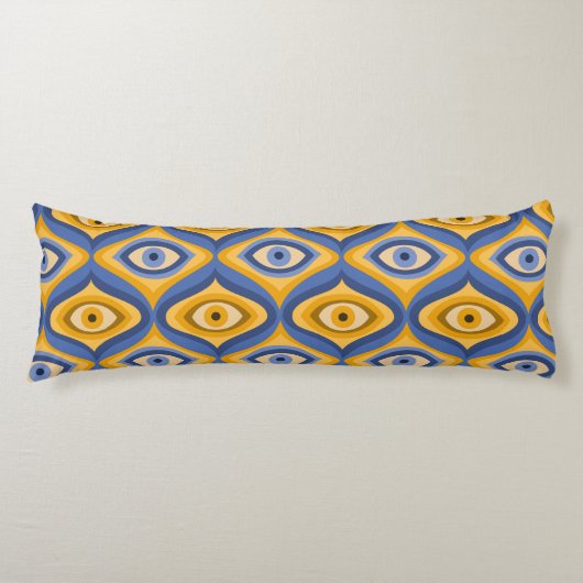 Coussins Longs Yellow Blue Eye Art Déco Motif géométrique (Devant)