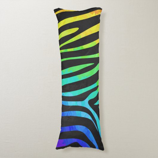 Coussins Longs Zebra Black et Rainbow Print (Devant (Vertical))
