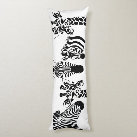 Coussins Longs Zebra Giraffe noir et blanc (Dos (Vertical))