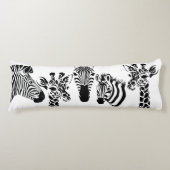 Coussins Longs Zebra Giraffe noir et blanc (Devant)