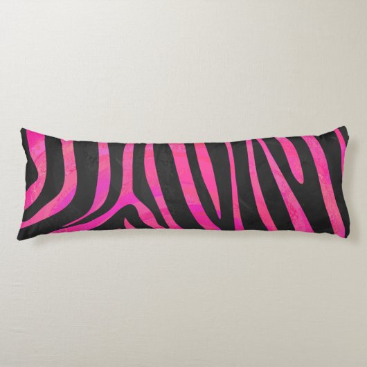 Coussins Longs Zebra noir et rose chaud (Devant)
