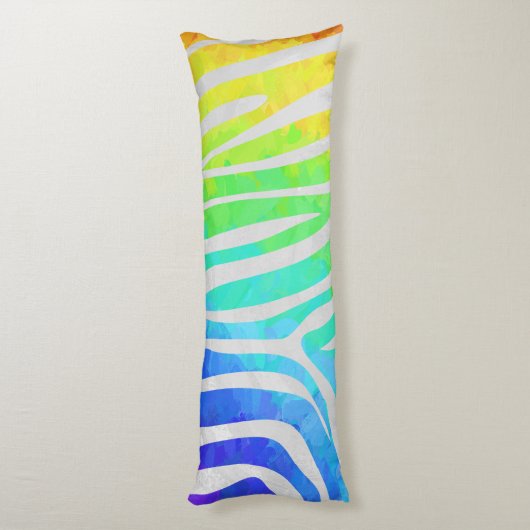 Coussins Longs Zebra Rainbow et White Print (Dos (Vertical))