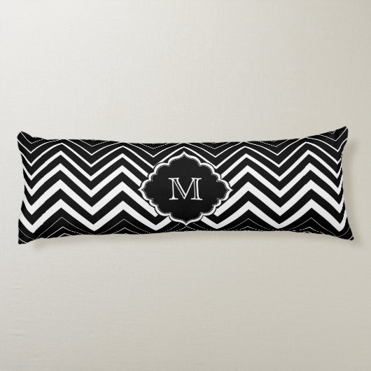 Coussins Longs Zigzag noir et blanc monogramme Chevron (Dos)