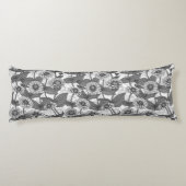 Coussins Longs Zinnias, monochrome sur blanc (Dos)