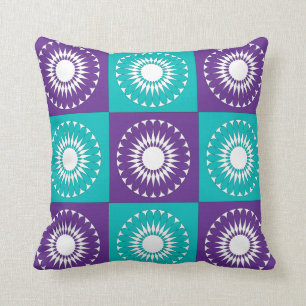 Coussins Motif violet blanc Turquoise