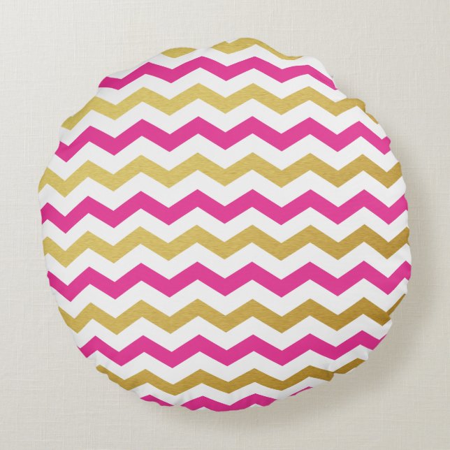Coussins Motifs ronds Gold et Pink Chevron (Dos)