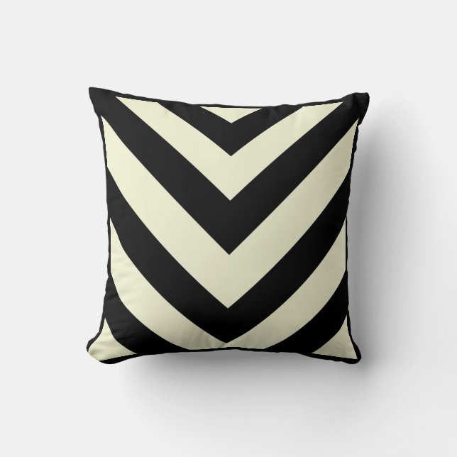 Coussins noirs et blancs de motif de Chevron (Recto)